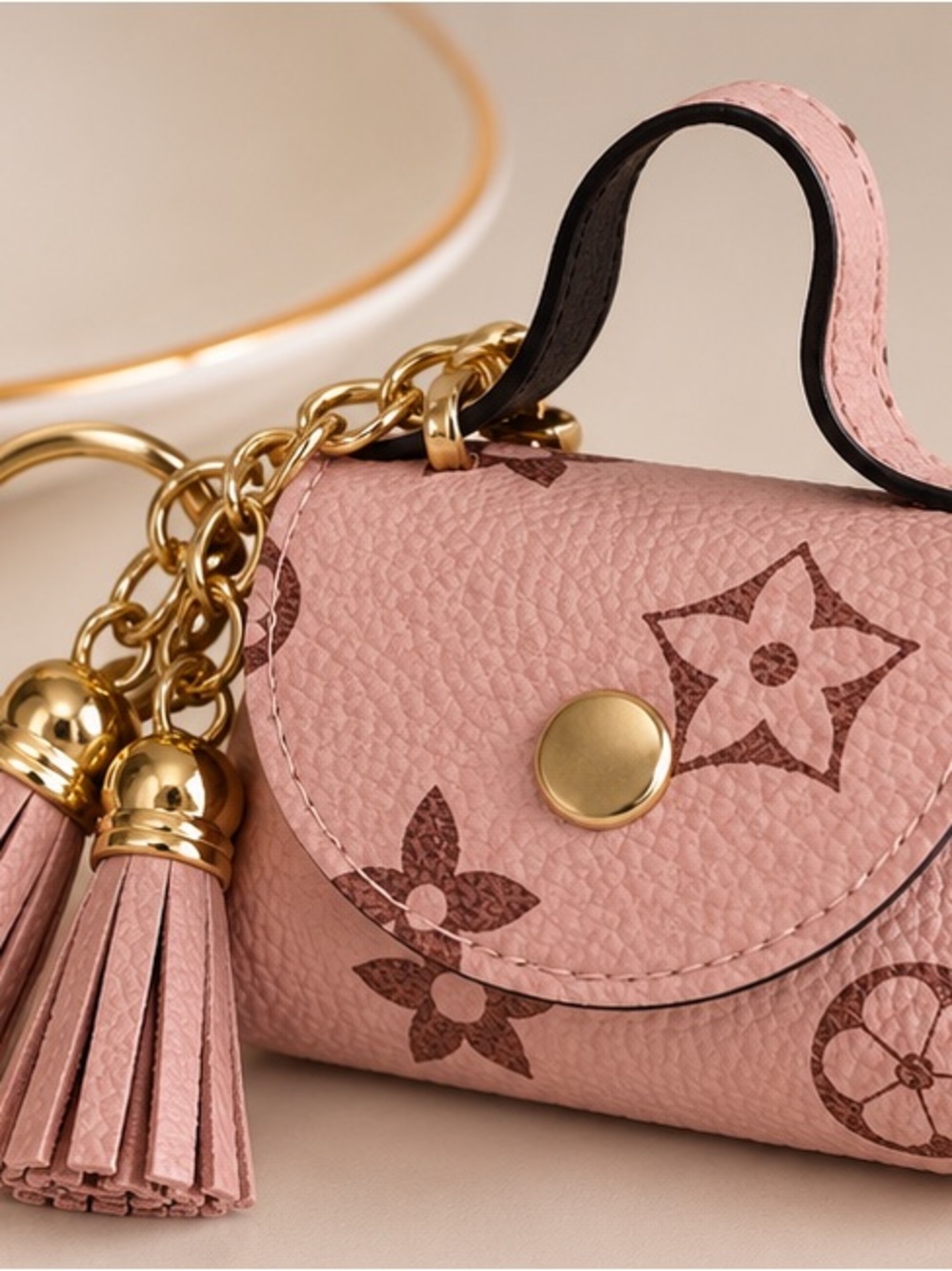 Designer Inspired Pink Mini Handbag Keychain Coin Purse